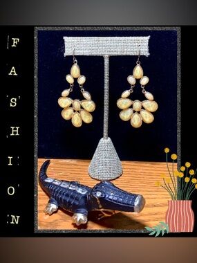 Yellow Teardrop Cluster Earrings